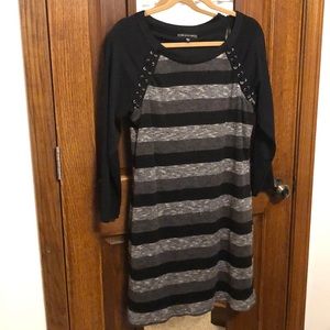 Three Pink Hearts Striped Dress